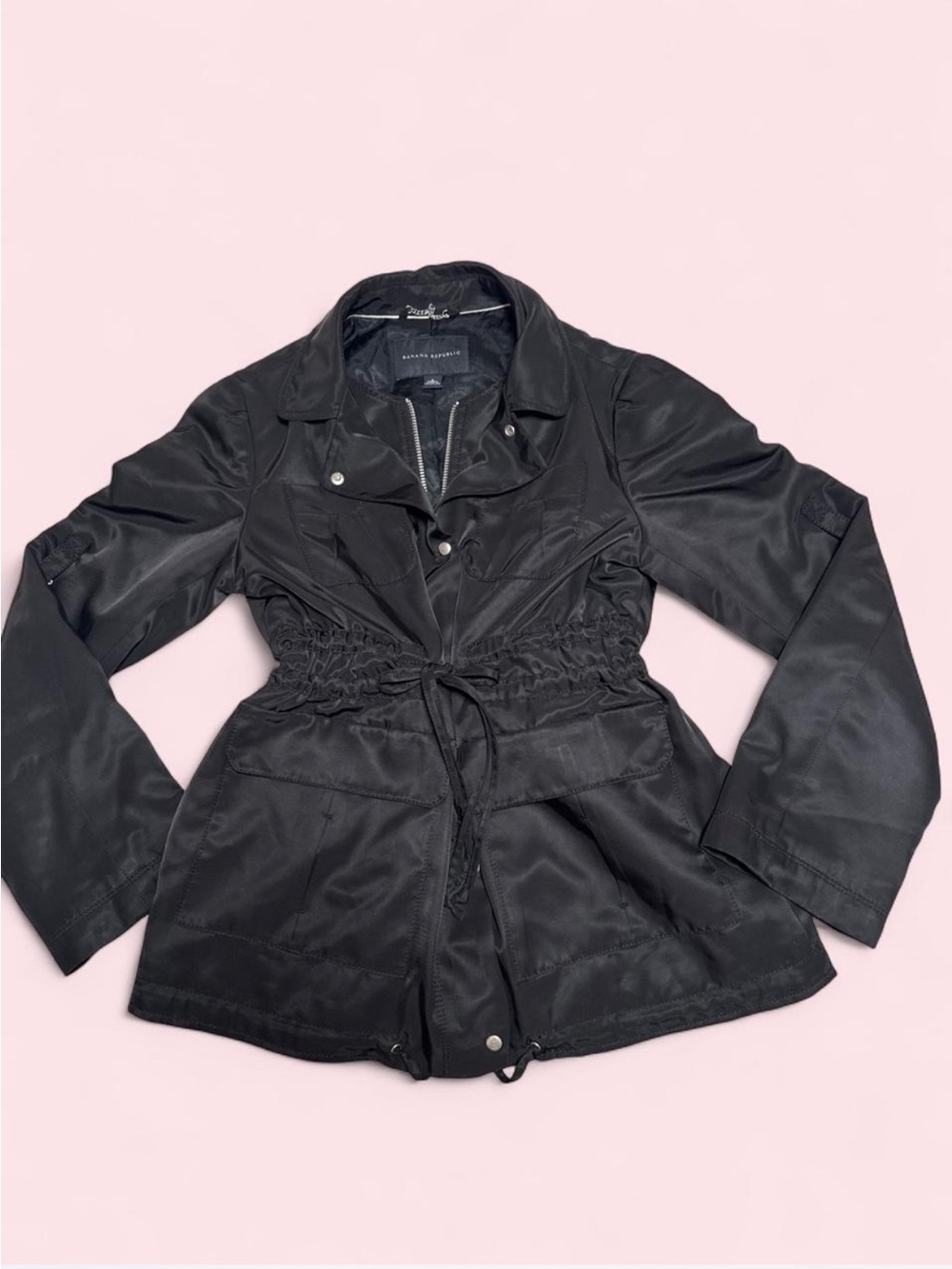 Banana Republic Black Drawstring Waist Trench Jacket - Women